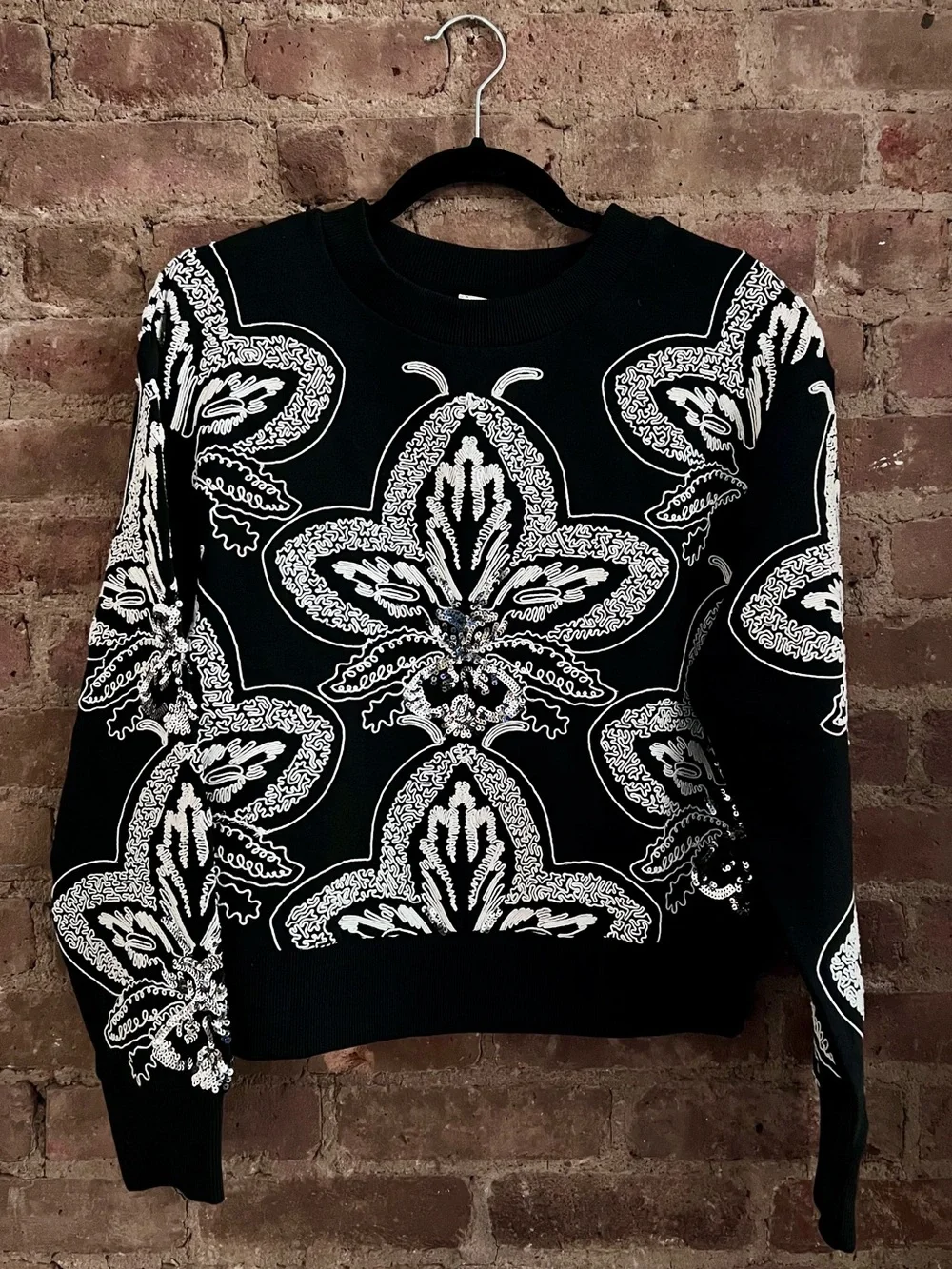 Anthropologie | Ollari | Black Embellished Sweatshirt | Size Medium - Picture 1 of 11